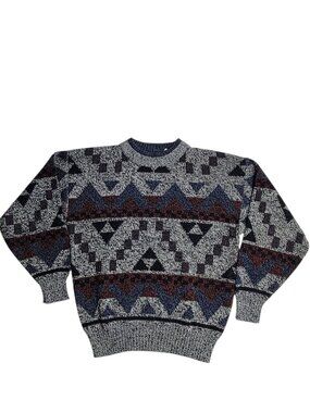 Vintage 90s Michael Gerald Abstract Pattern Knit Crewneck Sweater Size M